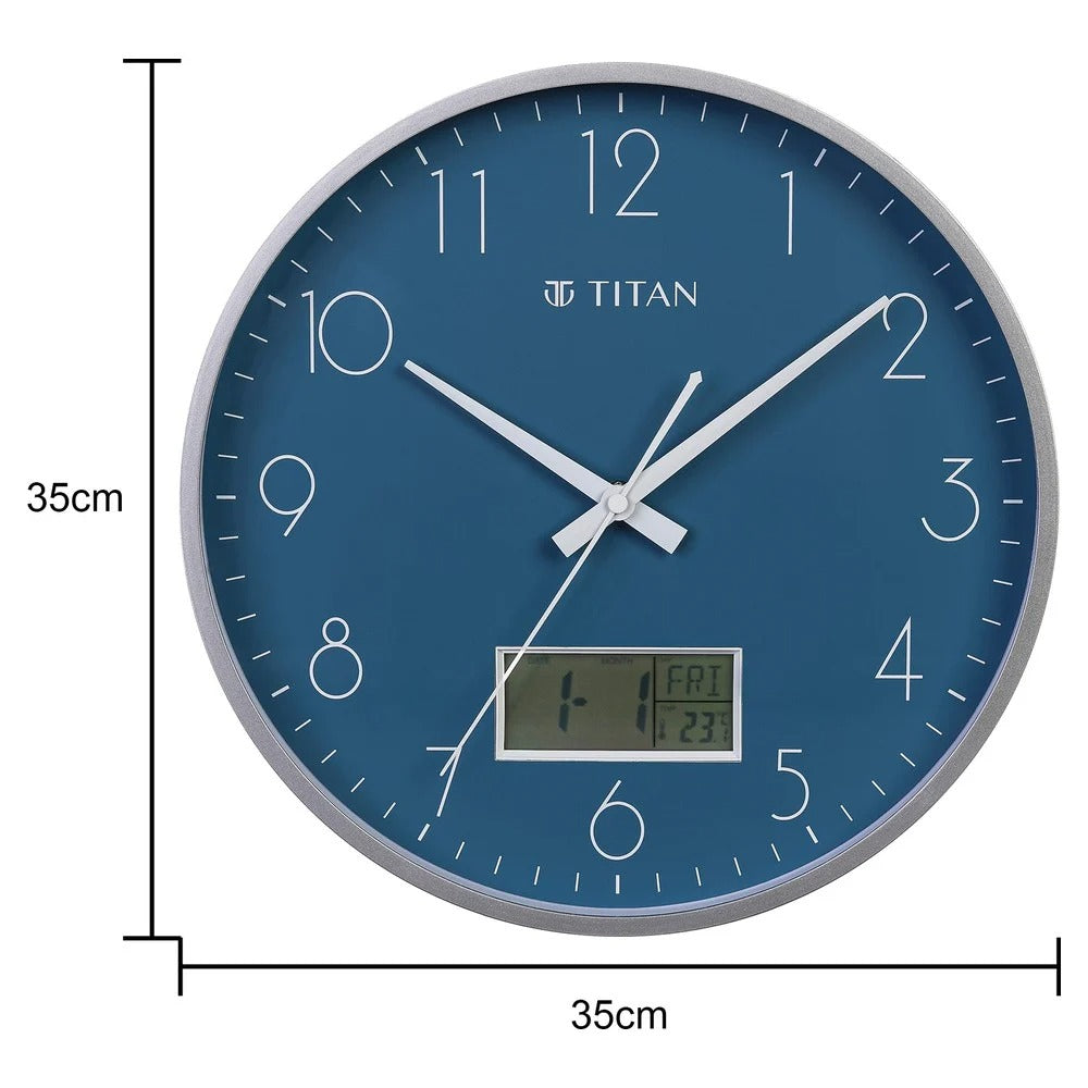 Titan Contemporary Ana-Digi Wall Clock with Thermometer
