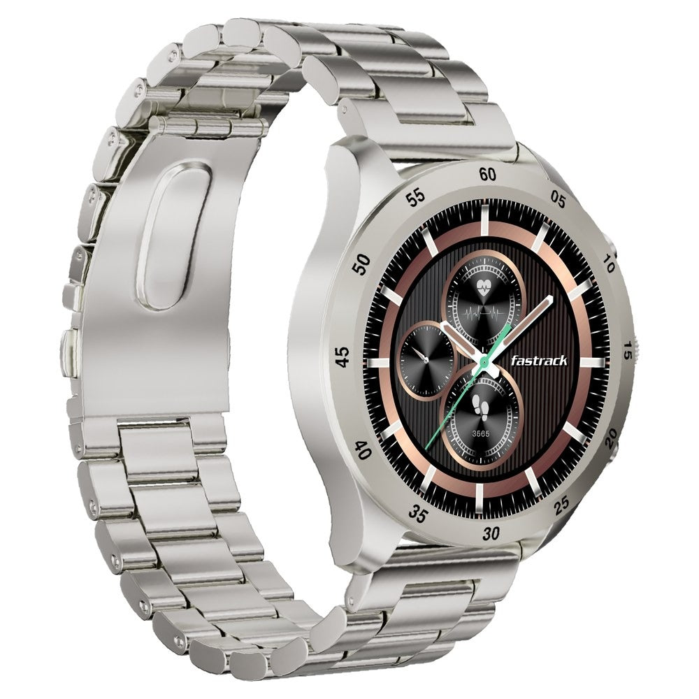 Fastrack Magnus FX2 Unisex Smart Watch With Silver Metal Strap