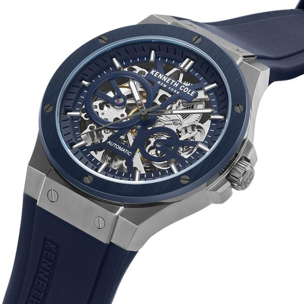 Kenneth Cole Automatic Blue Dial Blue Silicone Strap Watch for Men