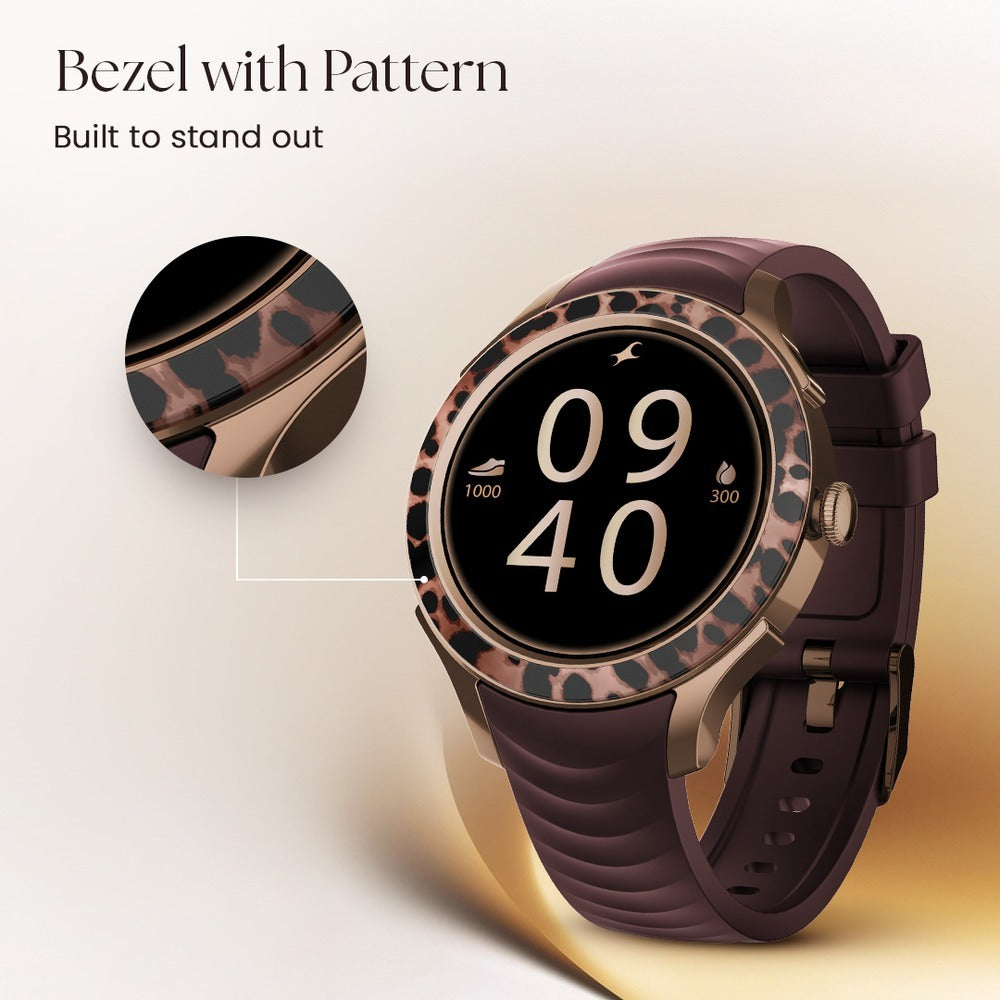 Fastrack Ella Women Smartwatch with 1.2" inch AMOLED Display, Patterned Bezel , AI Watchface & AI Chat, Functional Crown
