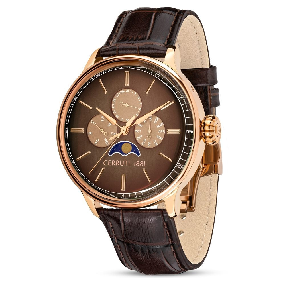 Cerruti 1881 Brown Dial Leather Strap Watch for Men