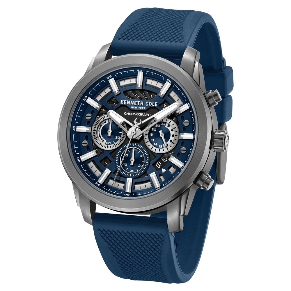 Kenneth Cole Quartz Multifunction Blue Dial Blue Colour Silicone Strap Watch For Men