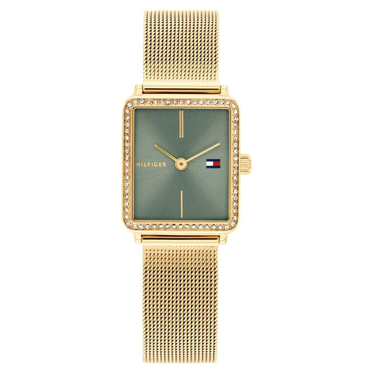 Tommy Hilfiger Quartz Analog Green Dial Golden Stainless Steel Strap Watch For Women