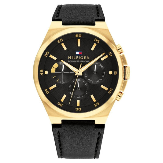 Tommy Hilfiger Multifunction Black dial Leather Strap Watch for Men
