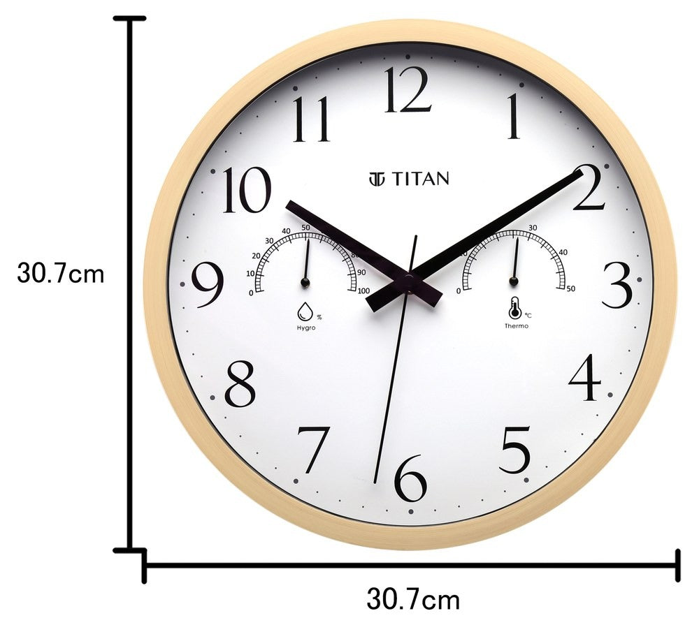 Titan Chic 30 cm Wooden Wall Clock with Smart Climate Monitoring
