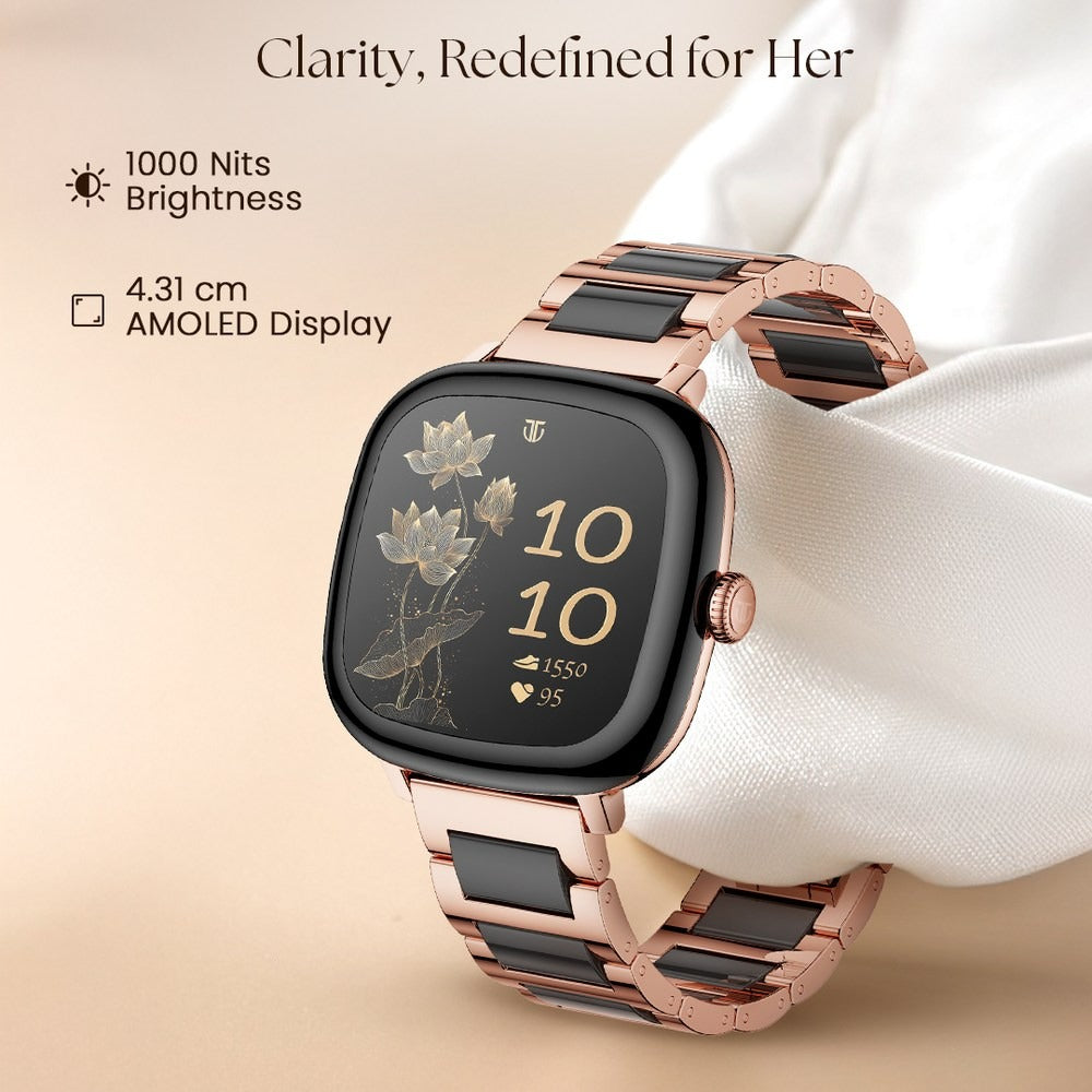 Titan AiRA Women Smartwatch 1.70" inch AMOLED Display, AI Chat, Functional Crown, 24/7 Health Suite, HRM, Luna Wellness.