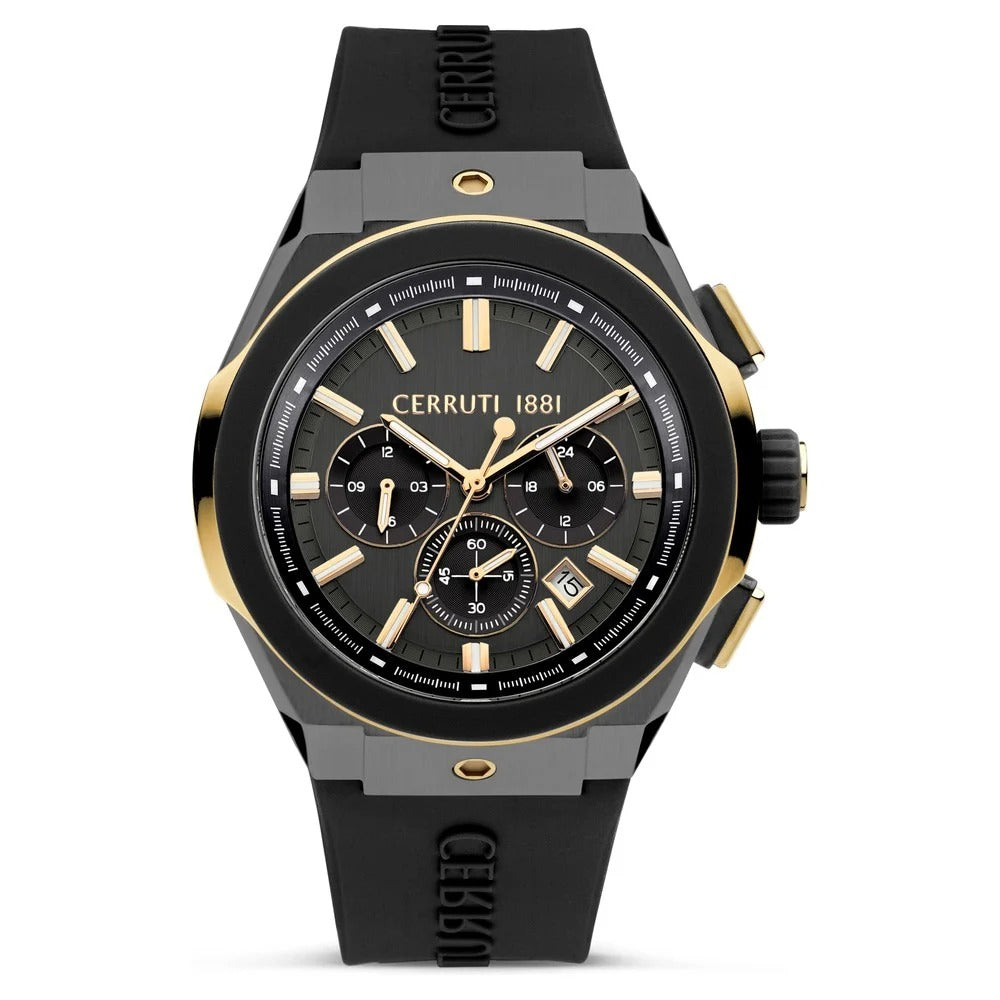 Cerruti 1881 Black Dial Silicone Strap Watch for Men
