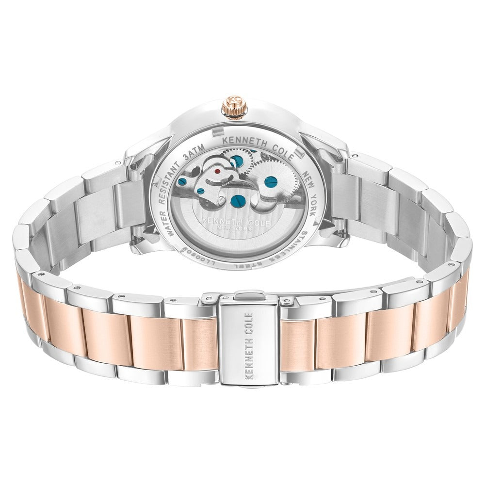 Kenneth Cole Automatic Rose Gold Dial Two Toned Stainless Steel Strap Watch For Women