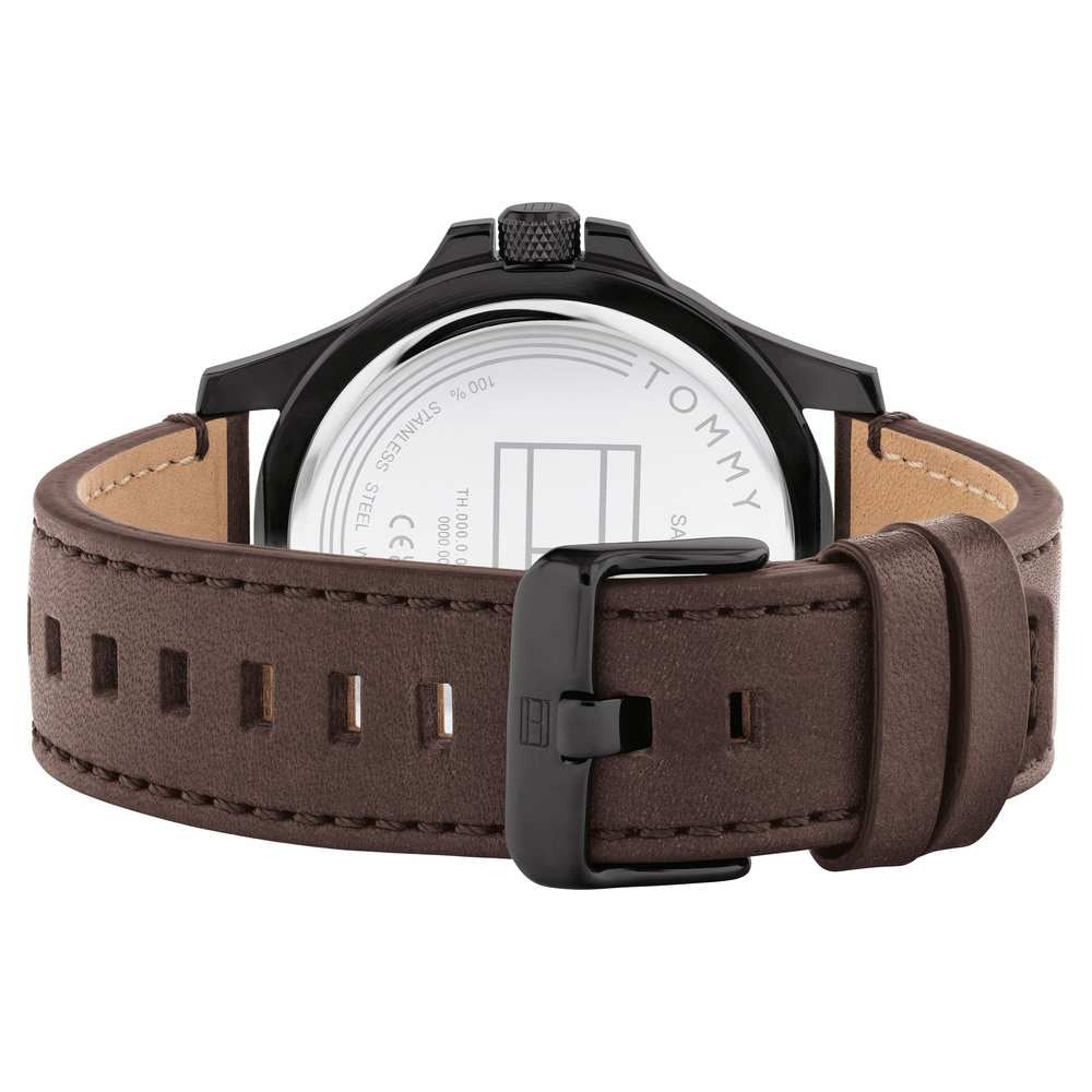 Tommy Hilfiger Black Dial Brown Colour Leather Strap Watch for Men
