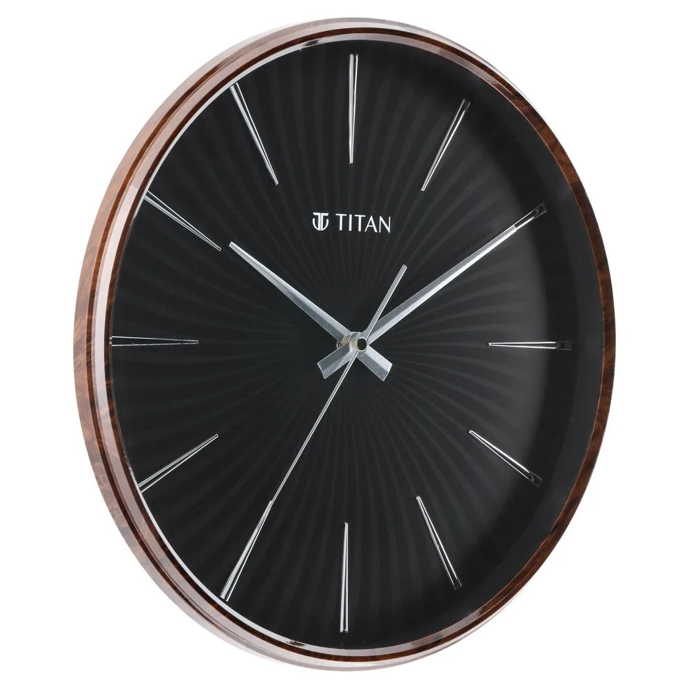 Titan Contemporary Black Wall Clock with Domed Glass - 27 cm x 27 cm (Small)