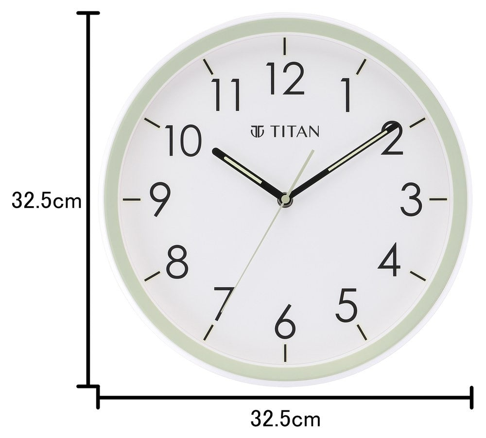 Titan 32.5 cm White-Lume Wall Clock: Stylish Nighttime Illumination
