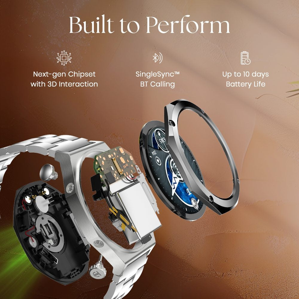 Titan Maestro Premium Metal Smartwatch with AllÂ SS construction, SingleSync BT Calling, Functional Crown