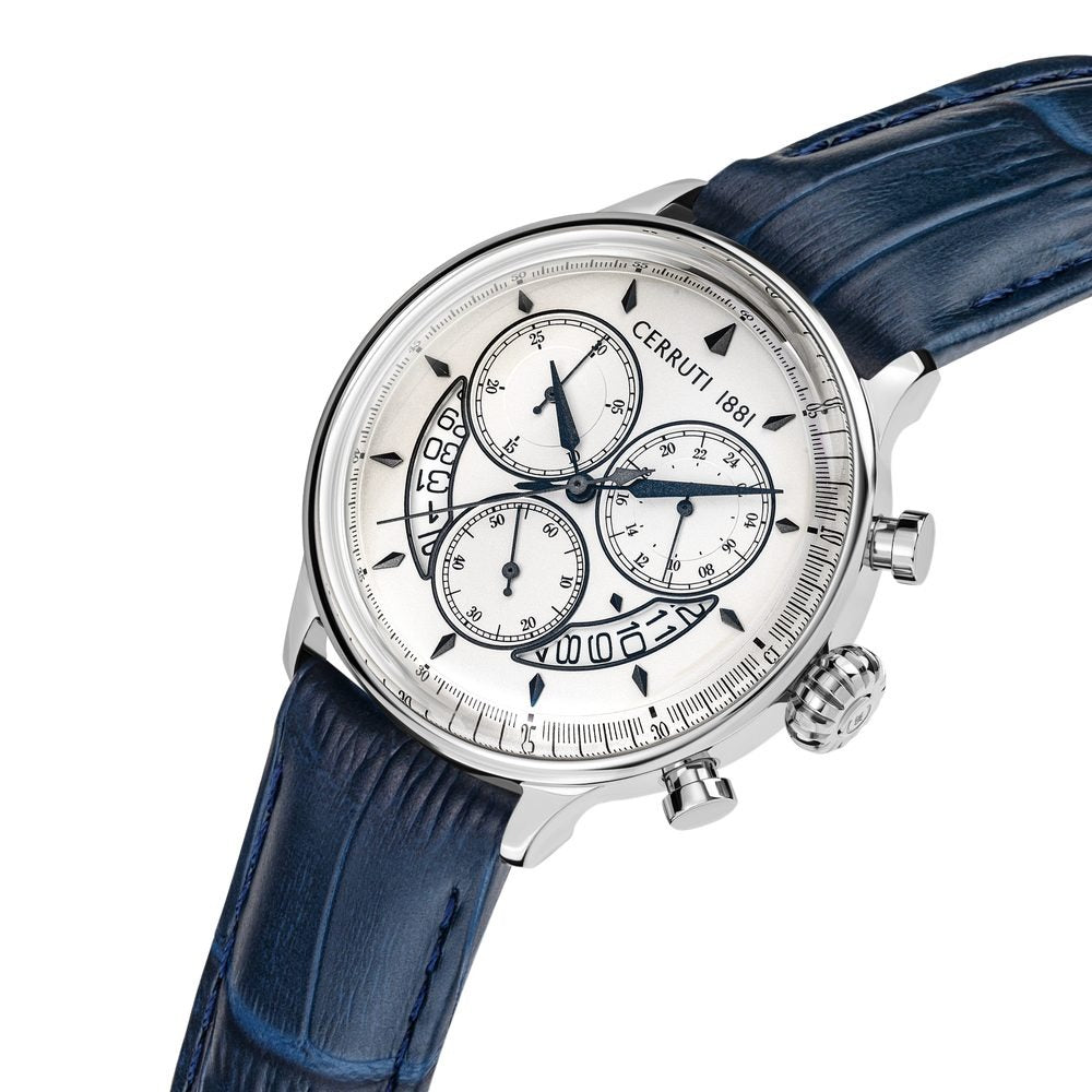 Cerruti 1881 White Dial Leather Strap Watch for Men