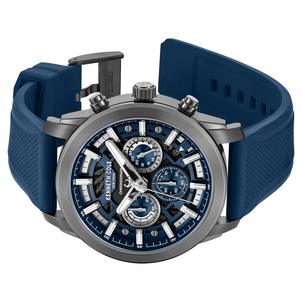 Kenneth Cole Quartz Multifunction Blue Dial Blue Colour Silicone Strap Watch For Men