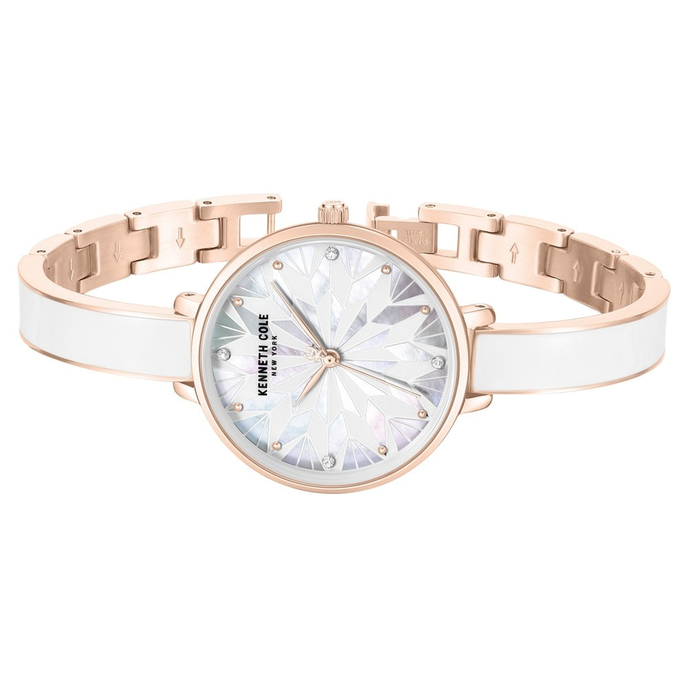 Kenneth Cole Quartz Analog White Dial Rose Gold Colour Stainless Steel Strap Watch For Women