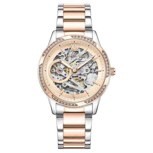 Kenneth Cole Automatic Rose Gold Dial Stainless Steel Strap Watch for Women