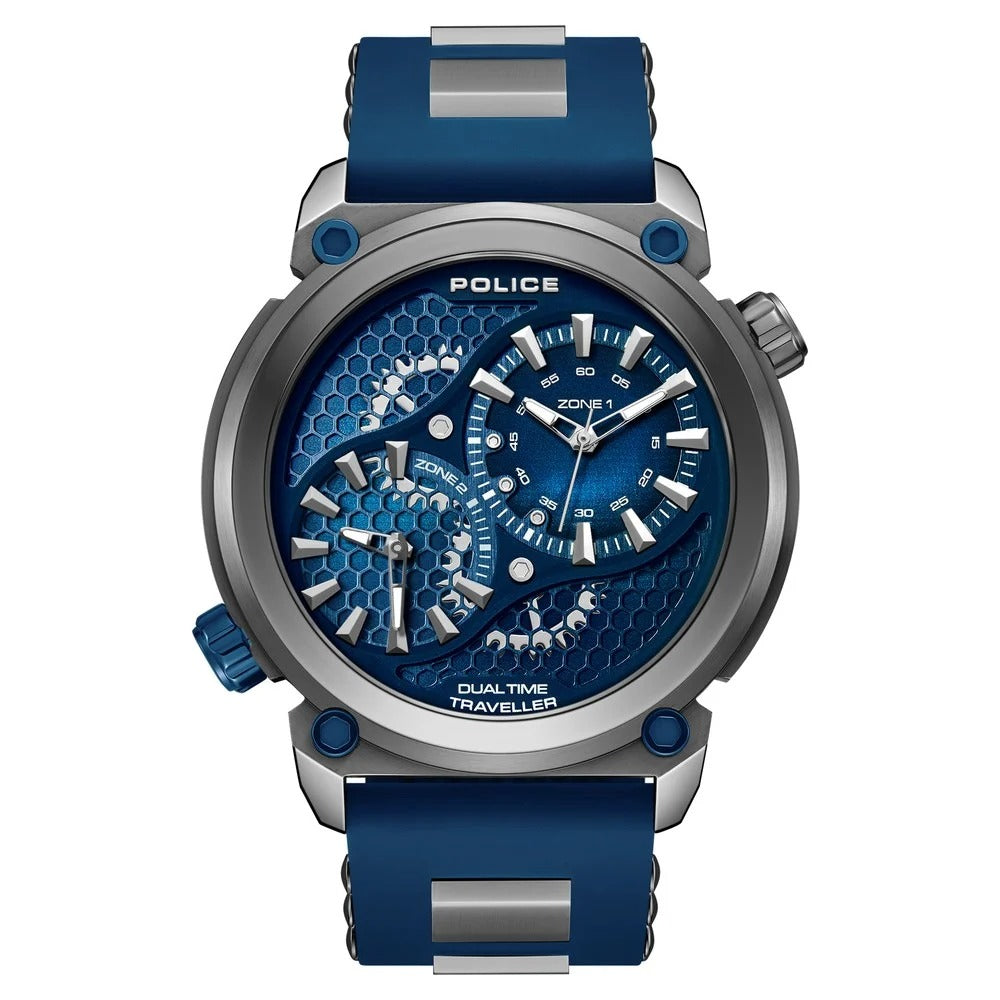 Police Quartz Analog Black Dial Blue Colour Silicone Strap Watch For Men