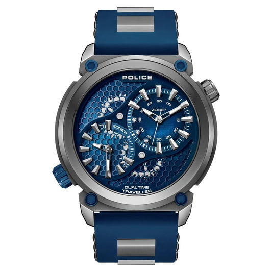 Police Quartz Analog Black Dial Blue Colour Silicone Strap Watch For Men
