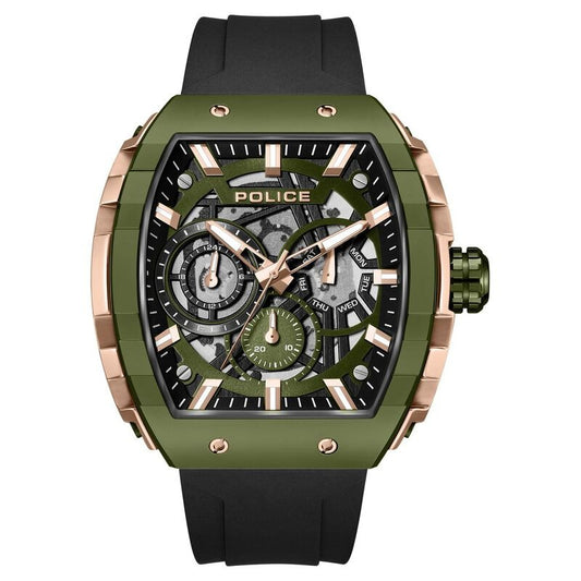 Police Quartz Multifunction Black Dial Black Colour Silicone Strap Watch For Men