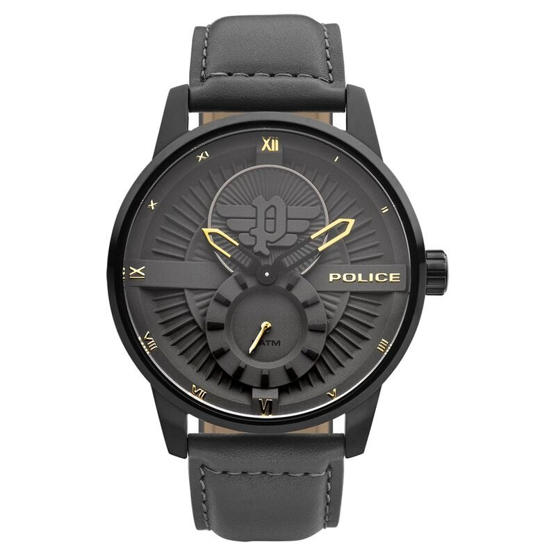 Police Quartz Analog Grey Dial Leather Strap Watch for Men