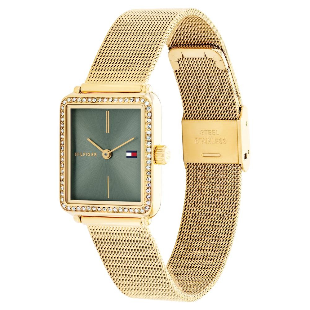 Tommy Hilfiger Quartz Analog Green Dial Golden Stainless Steel Strap Watch For Women