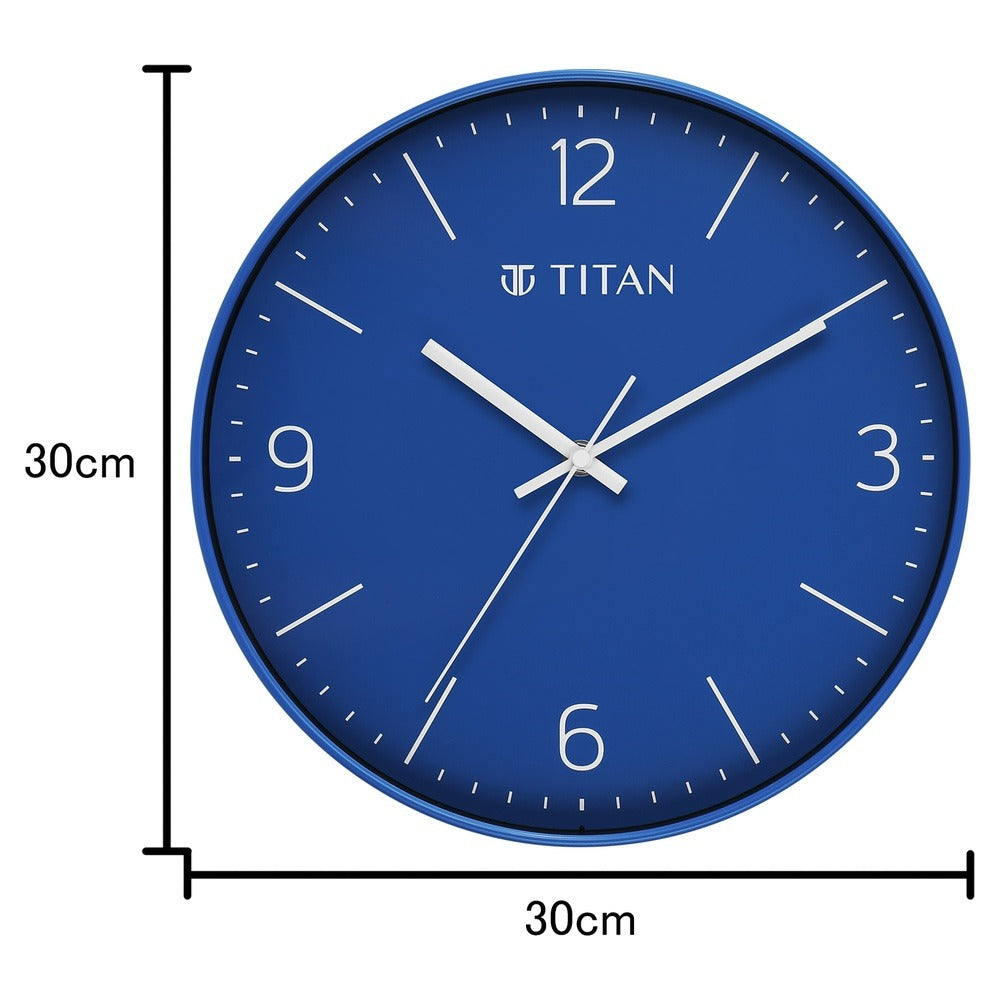 Titan Wall Clock - Blue faced Silent Wall Clock for Modern Homes - Decorative Wall Decor - 30 CM Dial Size Small
