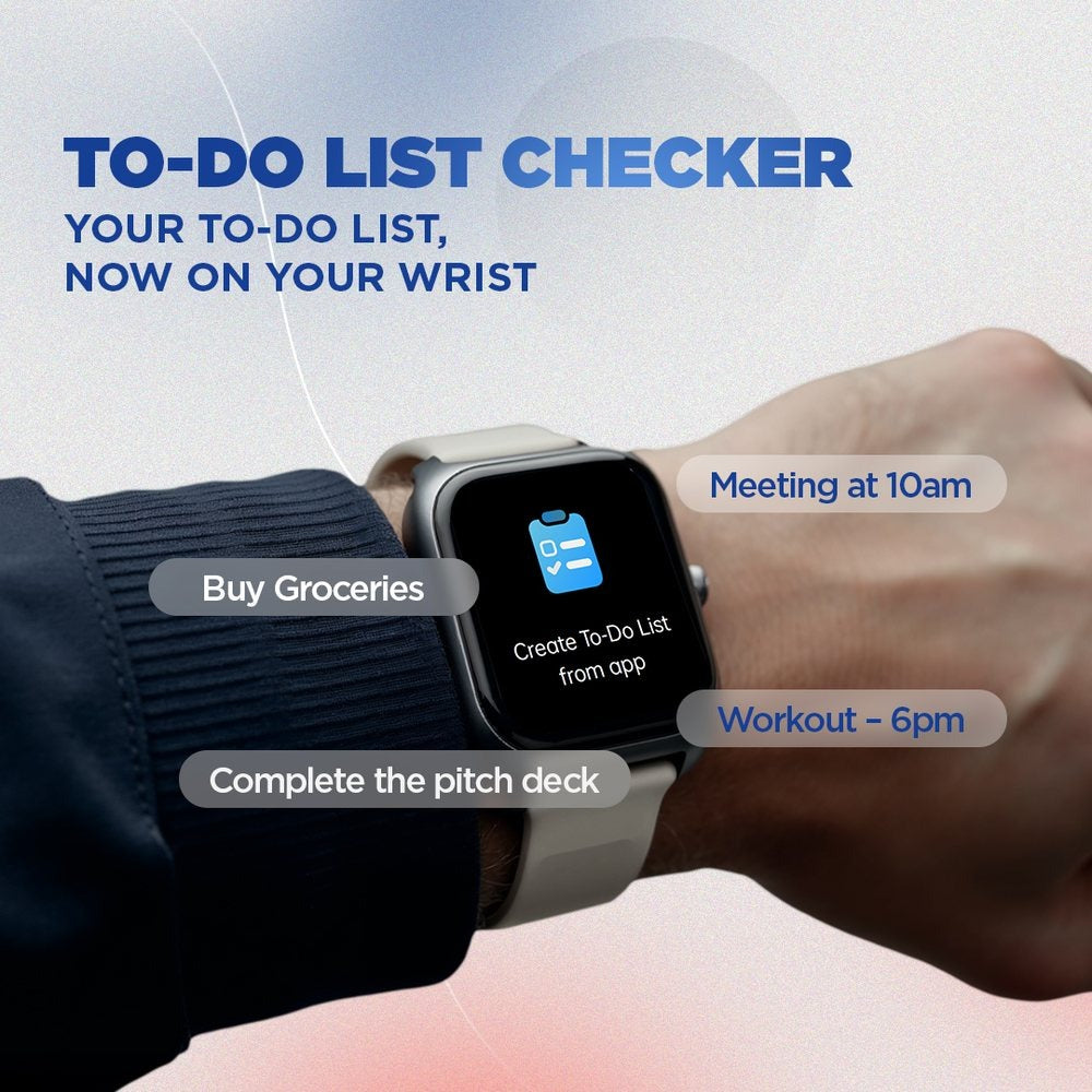 Fastrack VOX Plus - 4.69 cm Ultra Vu Display, To do list, Offline Voice Commands, Functional Crown, IP68 Smartwatch