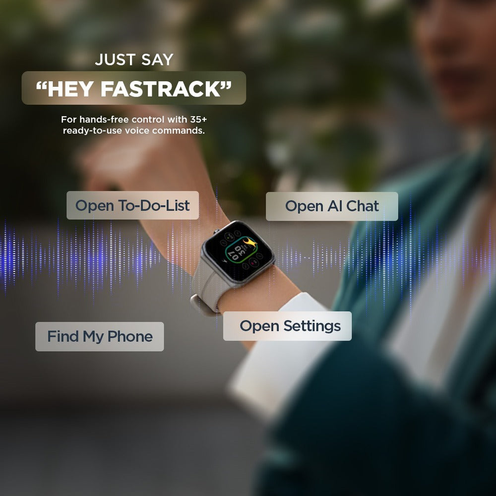 Fastrack VOX Neo Smartwatch 4.8CM Ultra Vu Display, Offline Voice Commands, Functional Crown, To-Do List, Games