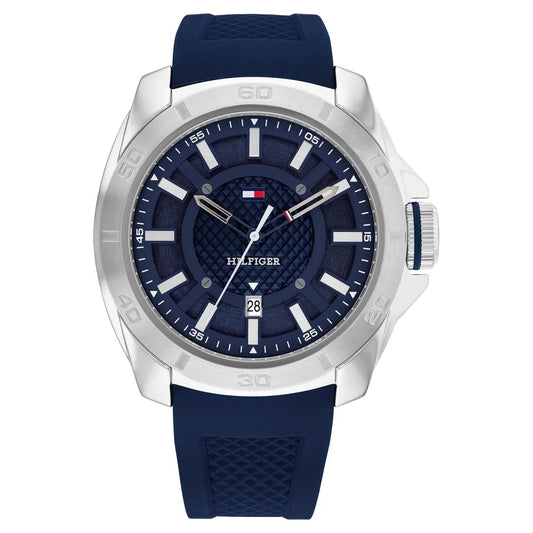 Tommy Hilfiger Quartz Analog with Date Blue Dial Blue Silicone Strap Watch for Men