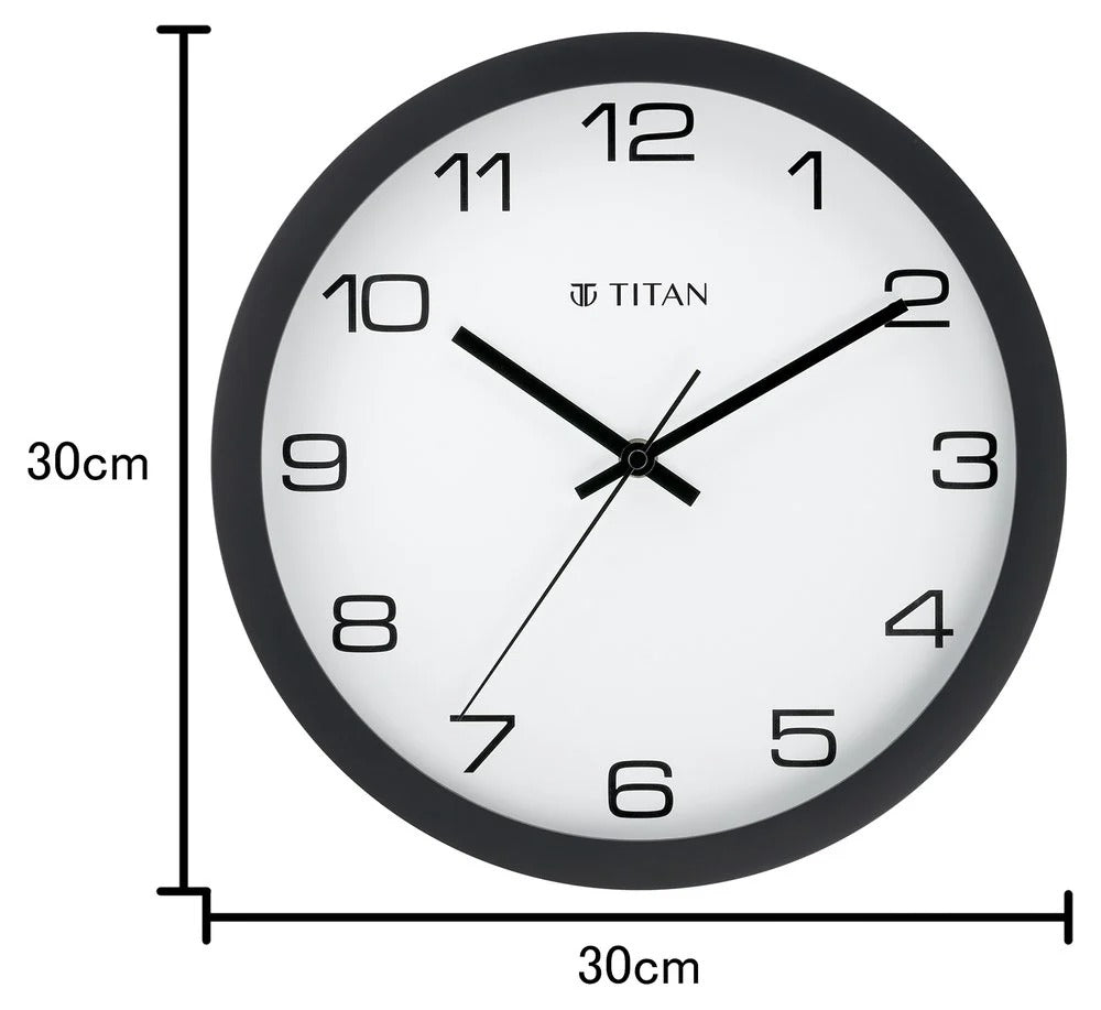 Titan Tranquil Modern 30cm White Wall Clock with Silent Sweep Tech for the Serene Home