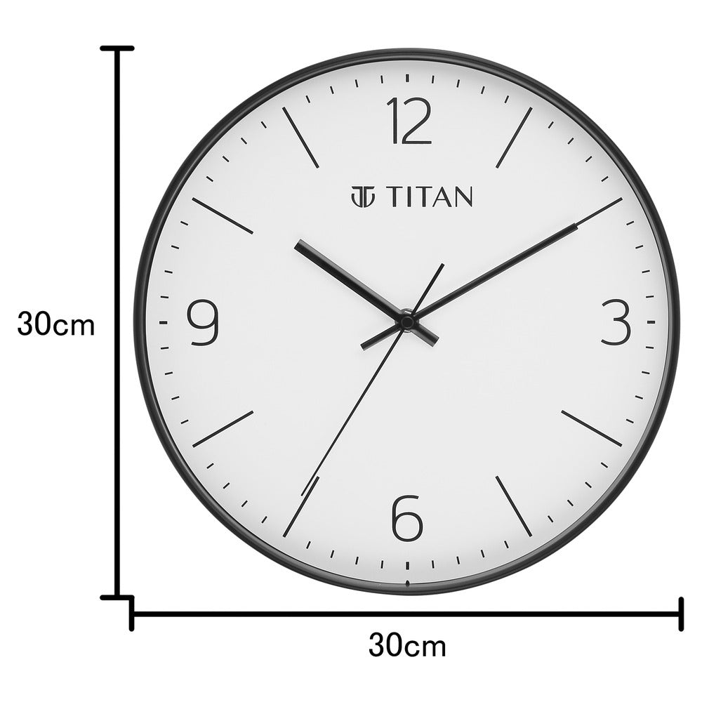 Titan Wall Clock - White faced Silent Wall Clock for Modern Homes - Decorative Wall Decor - 30 CM Dial Size Small