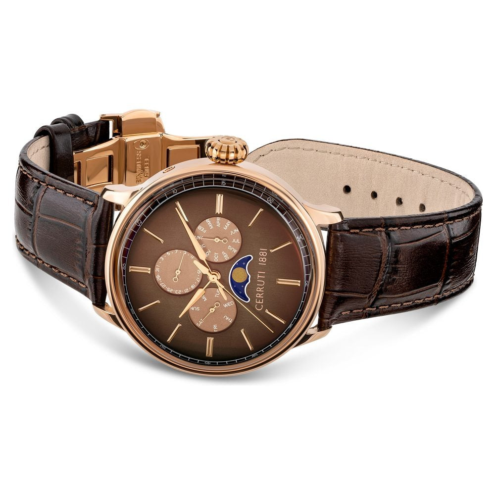 Cerruti 1881 Brown Dial Leather Strap Watch for Men