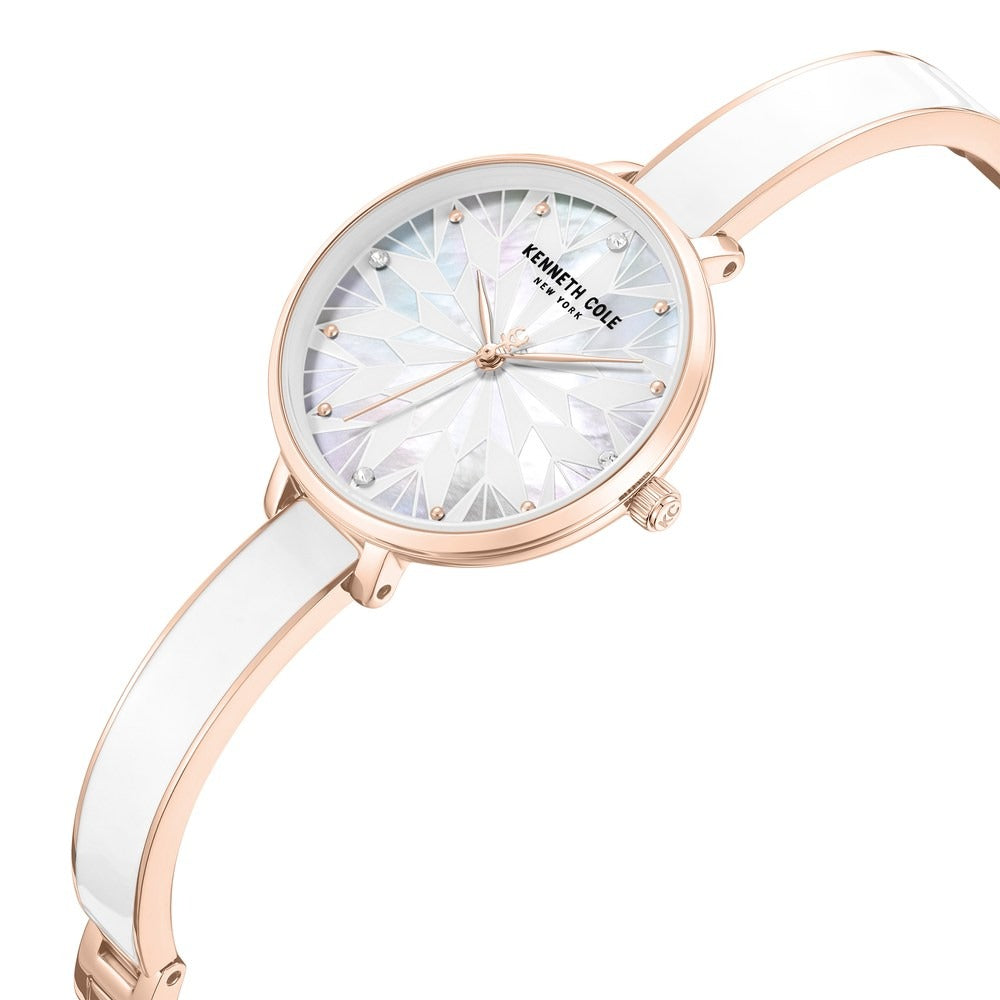 Kenneth Cole Quartz Analog White Dial Rose Gold Colour Stainless Steel Strap Watch For Women