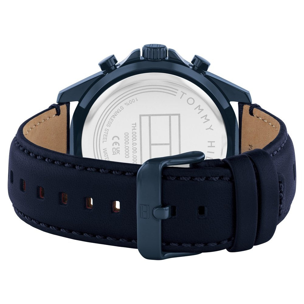 Tommy Hilfiger Multifunction Blue Dial Blue Color Leather Strap Watch For Men