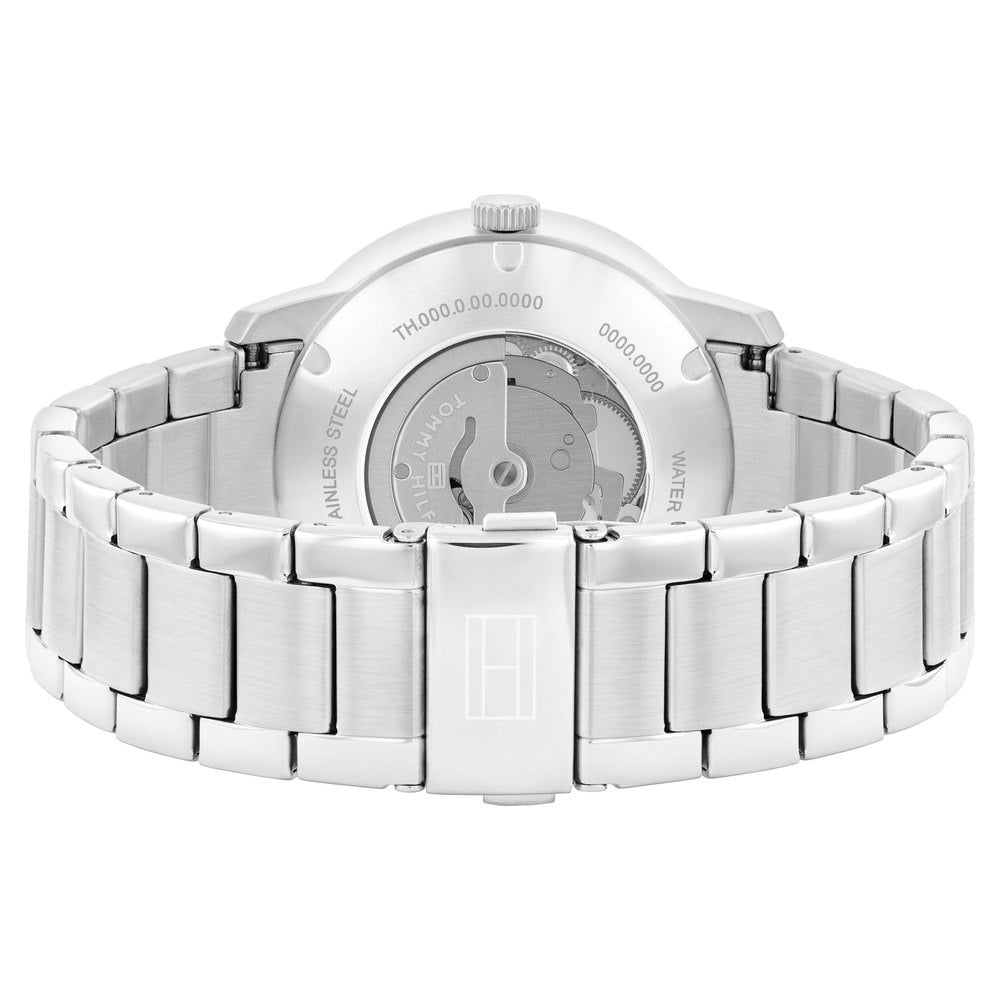 Tommy Hilfiger Automatic Blue Dial Silver Color Stainless Steel Strap Watch For Men