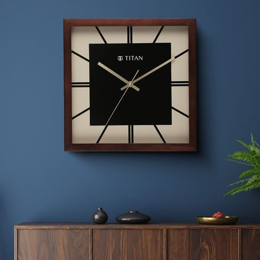Titan Black & Timber Wooden Wall Clock