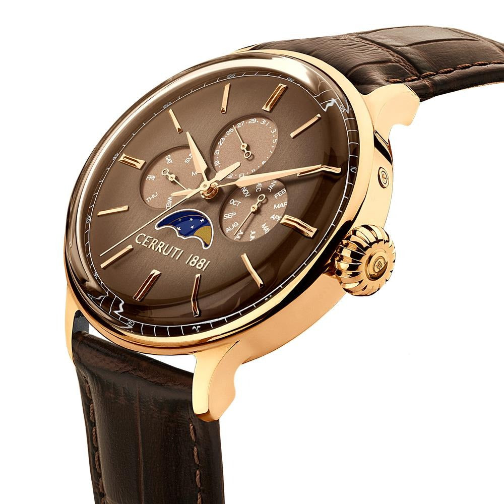 Cerruti 1881 Brown Dial Leather Strap Watch for Men