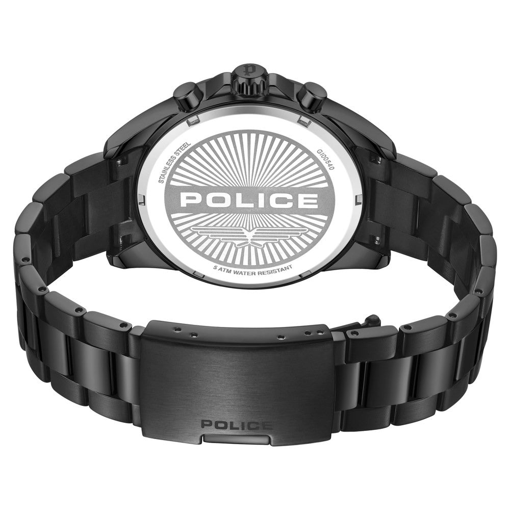 Police Chronograph Black Dial Black Color Stainless Steel Strap Watch For Men