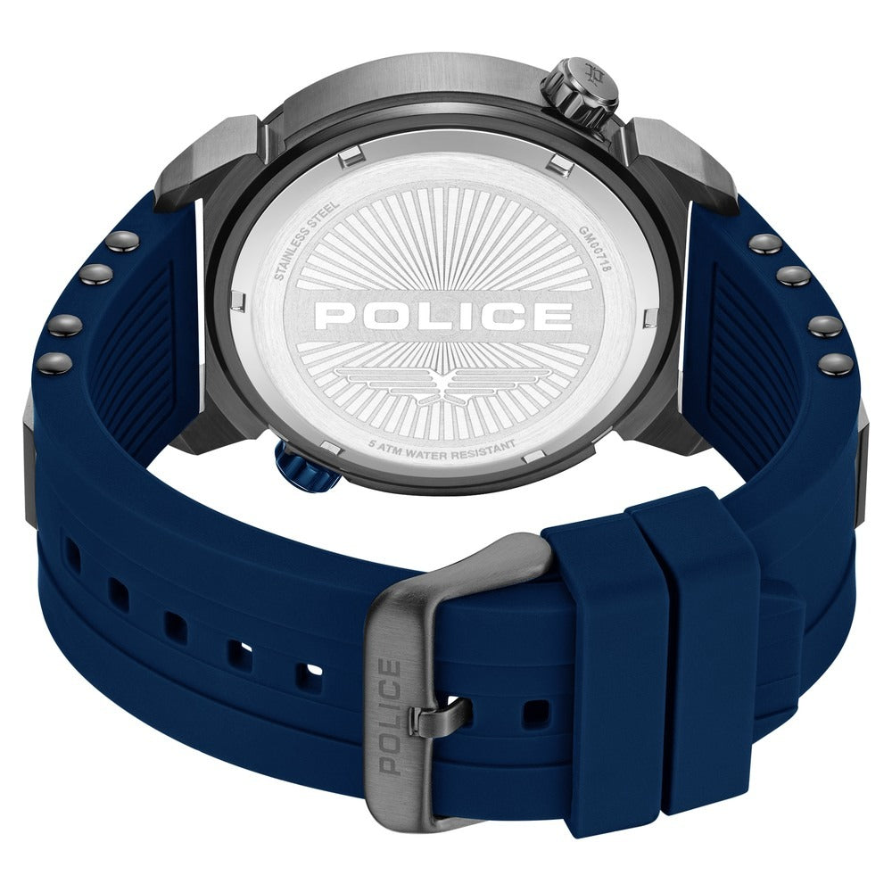 Police Quartz Analog Black Dial Blue Colour Silicone Strap Watch For Men