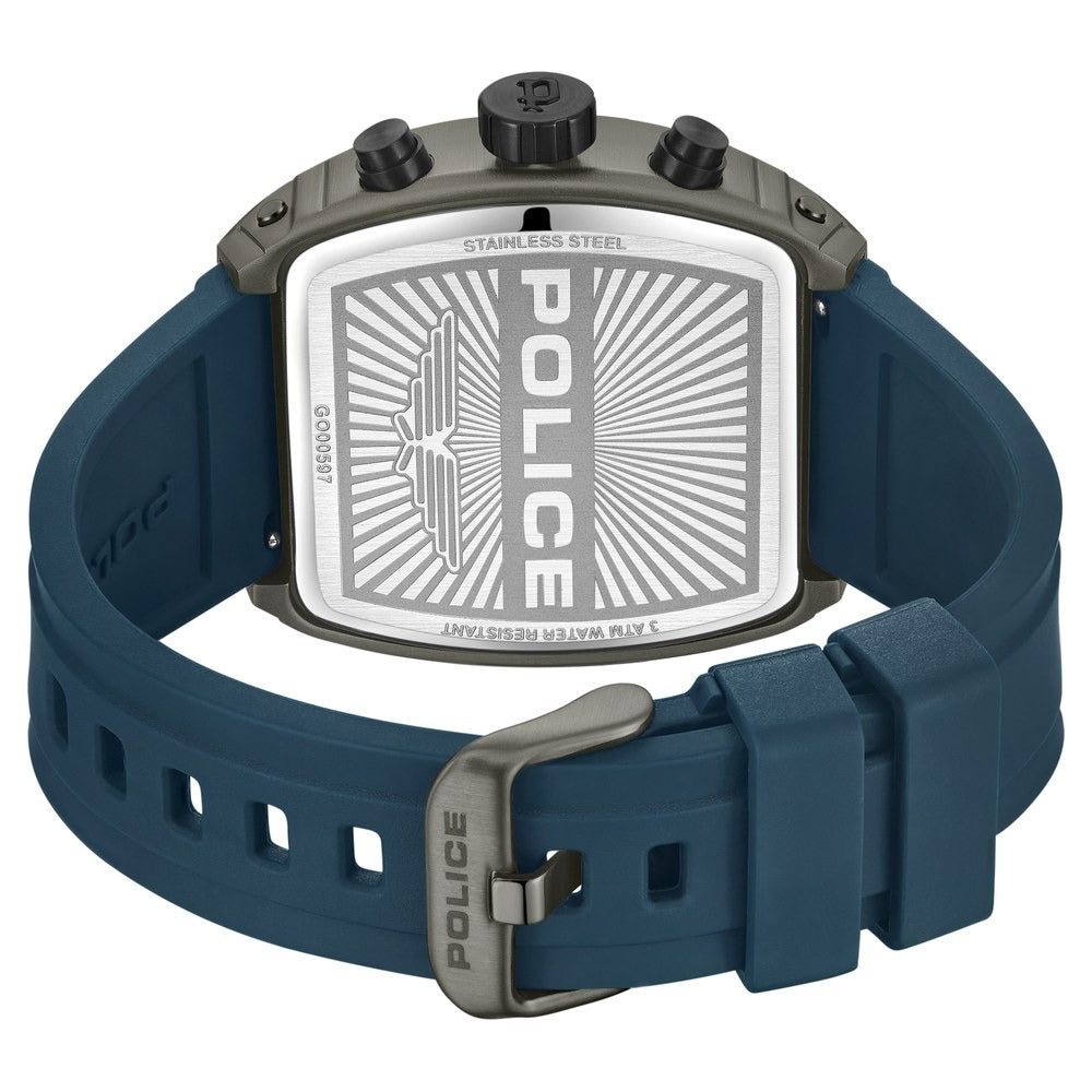 Police Chronograph Blue Dial Blue Color Silicone Strap Watch For Men