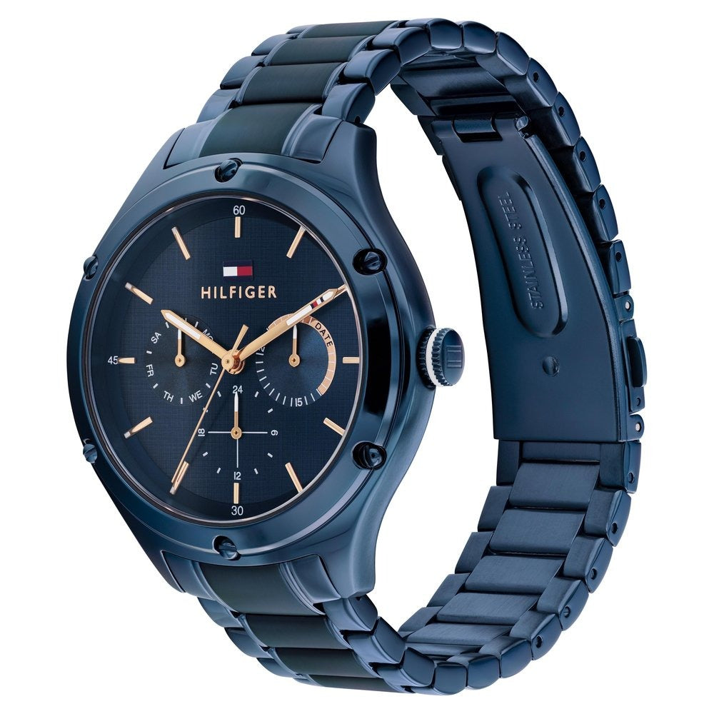Tommy Hilfiger Quartz Analog with Day and Date Blue dial Stainless Steel Strap Watch for Women