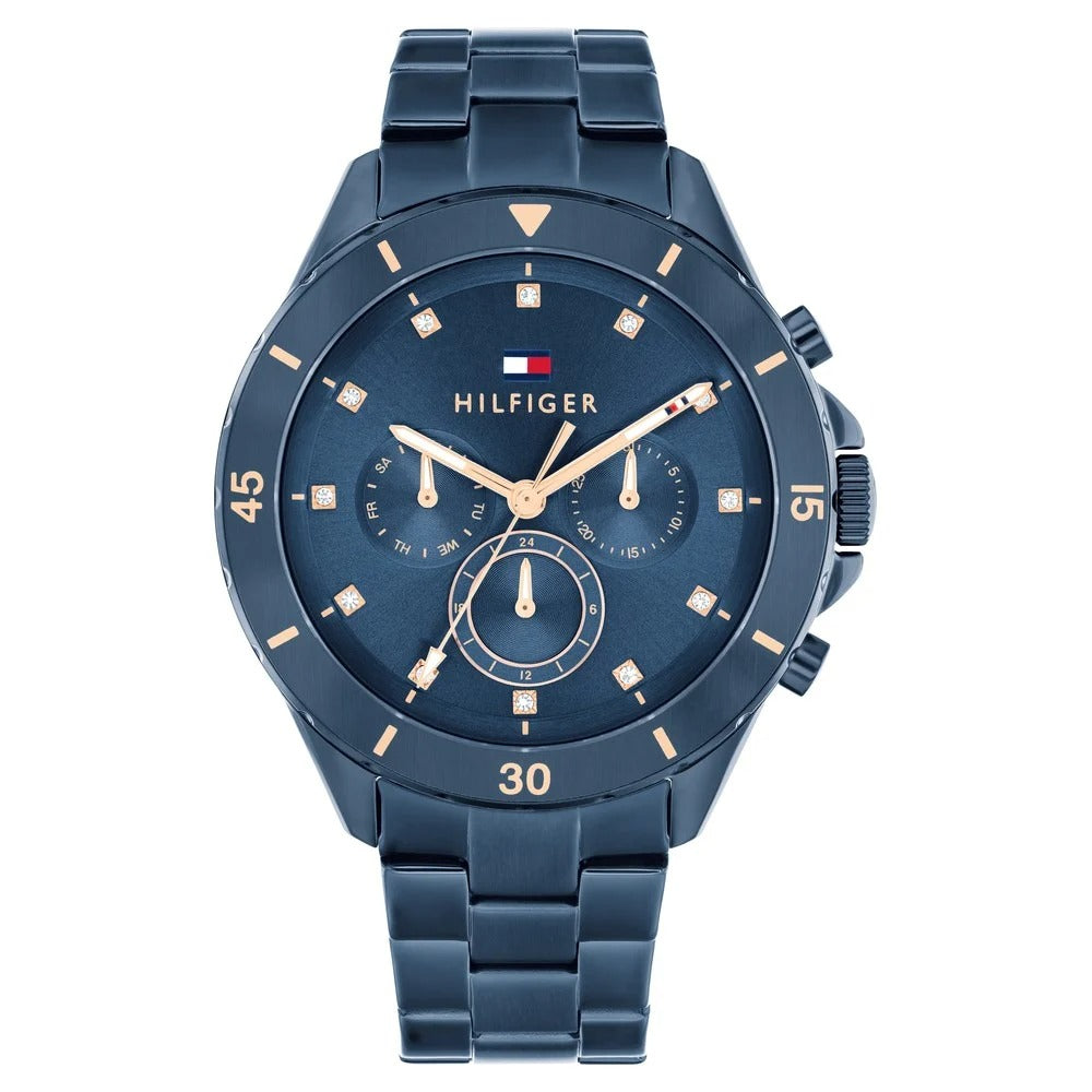 Tommy Hilfiger Multifunction Blue Dial Blue Color Stainless Steel Strap Watch For Women