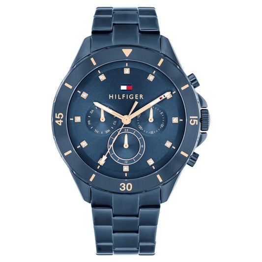 Tommy Hilfiger Multifunction Blue Dial Blue Color Stainless Steel Strap Watch For Women