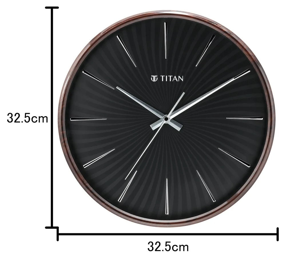 Titan Contemporary Black Wall Clock with Domed Glass - 27 cm x 27 cm (Small)