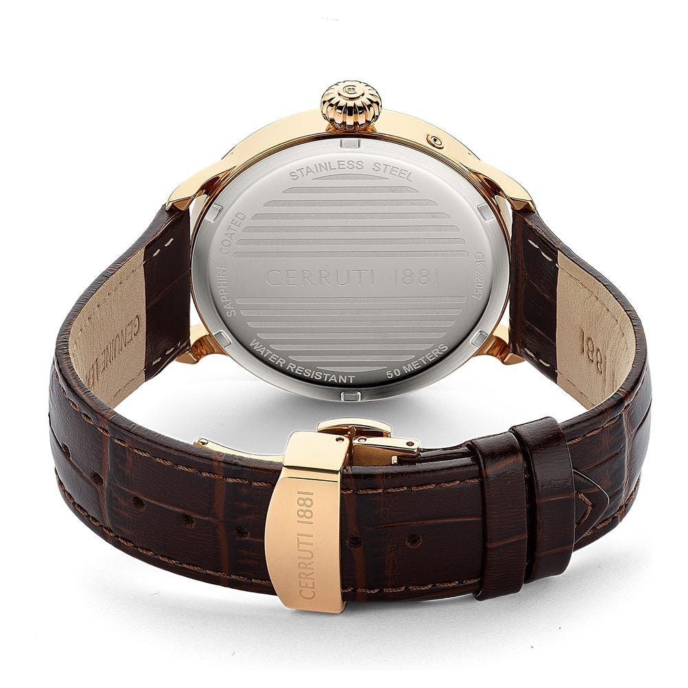 Cerruti 1881 Brown Dial Leather Strap Watch for Men