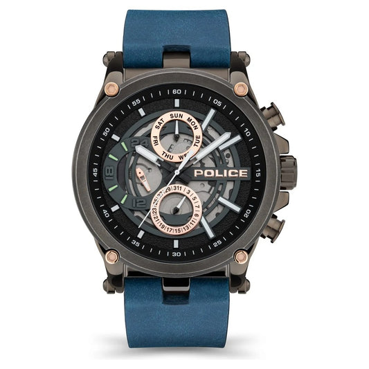 Police Quartz Multifunction Grey Dial Leather Strap Watch for Men