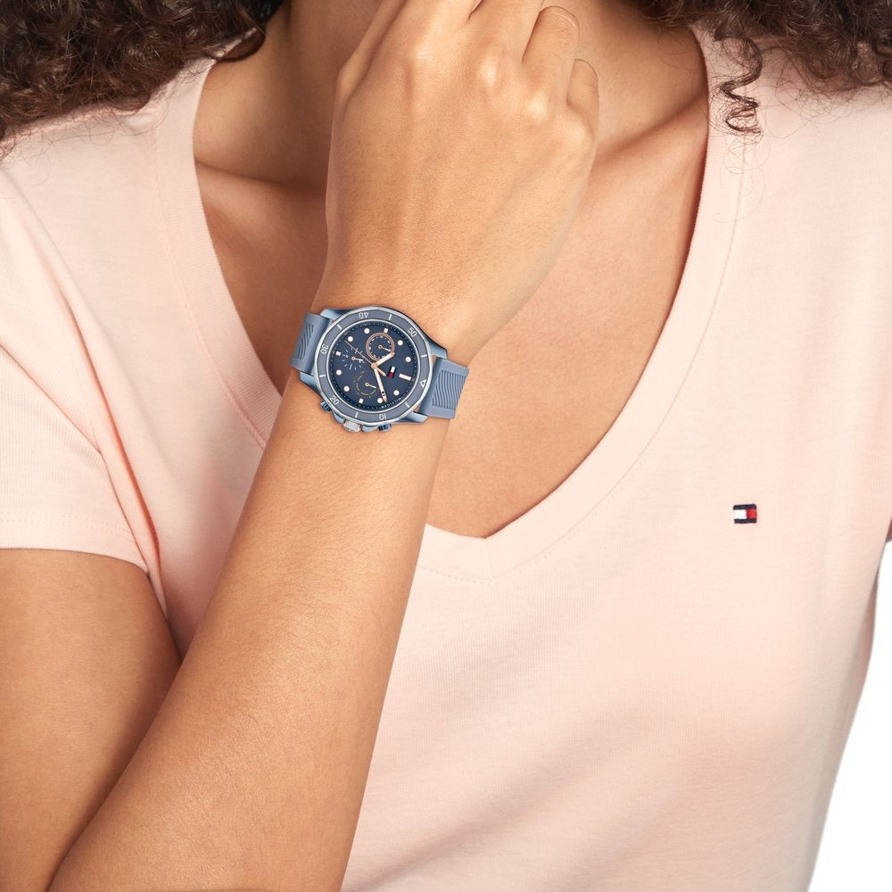 Tommy Hilfiger Blue Dial Blue Silicone Strap Watch for Women