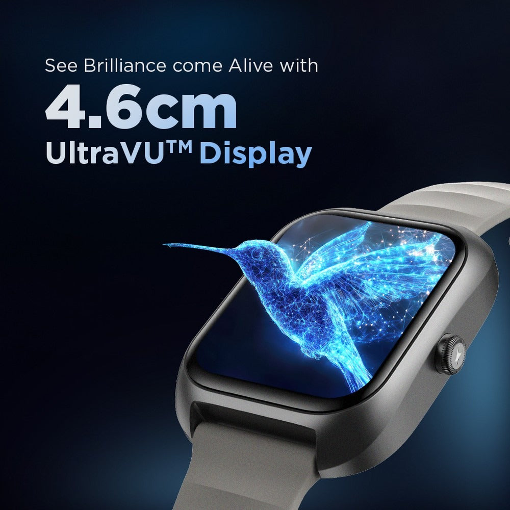 Fastrack VOX Plus - 4.69 cm Ultra Vu Display, To do list, Offline Voice Commands, Functional Crown, IP68 Smartwatch