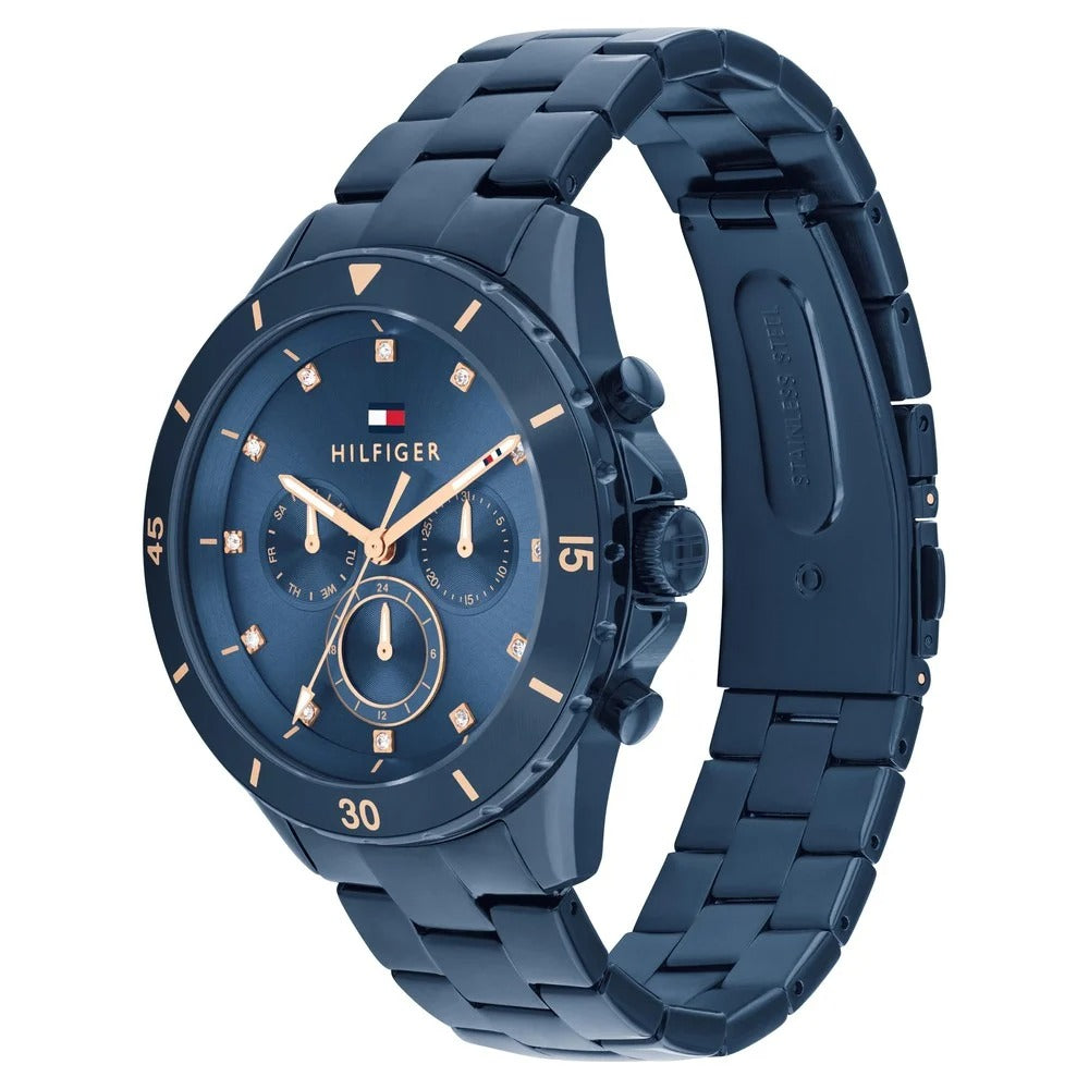 Tommy Hilfiger Multifunction Blue Dial Blue Color Stainless Steel Strap Watch For Women