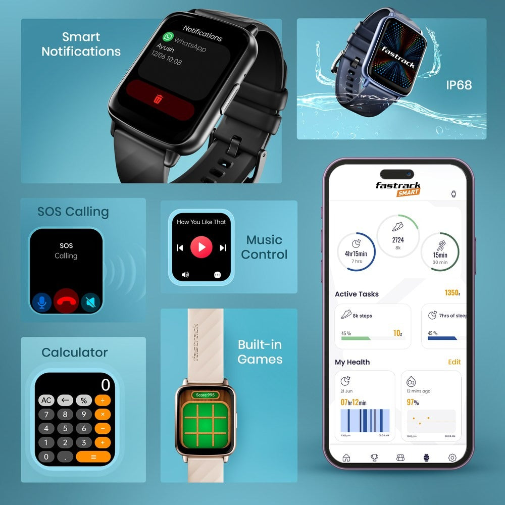 Fastrack Jupiter S1 Smartwatch comes with 4.64 cm TFT Display with 240*284 Pixel Resolution, AI Voice Assistant, IP68